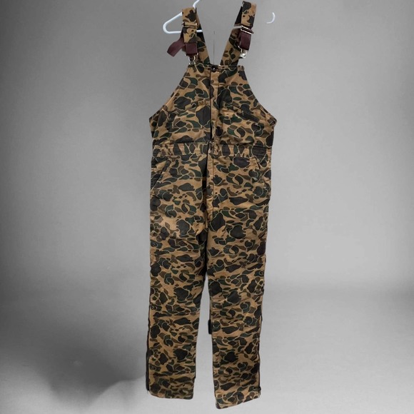 Generic Other - Vintage USA Made Quilted Lined Camouflage Army Canvas Hunting Overall Bib A-06